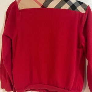 Burberry Red Sweater with Plaid Detail